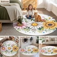 thumbnail image 5 of Colorful Daisy Floral Round Area Rug 3.3Ft Washable Circle Rugs for Dining Room Table, Spring Flowers Botanical Leaves Rustic Non-Slip Carpet Floor Mats Indoor Outdoor Carpet Runner Home Decor, 5 of 8