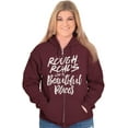thumbnail image 5 of Rough Roads Beautiful Places Inspired Zip Hoodie Sweatshirt Women Brisco Brands X, 5 of 6