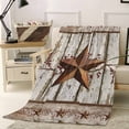thumbnail image 3 of Fleece Blanket Farmhouses Brown Country Stars Blankets, Soft Cozy Warm Flannel Throw Blanket, Vintage Wood Patterns Blanket for Bed Couch Sofa,40x60In, 3 of 9
