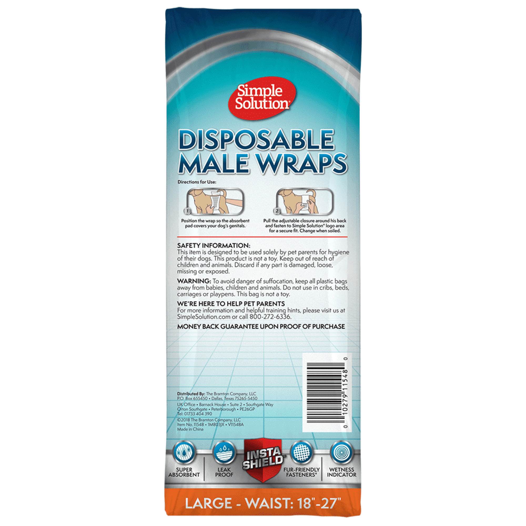 Simple Solution Disposable Dog Diapers for Male Dogs - Large - 30 Count