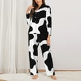 thumbnail image 3 of Bingfone Womens Pajama Sets Cow Print Black White Print,Long Sleeve Loungewear Pajamas Set-Small, 3 of 9