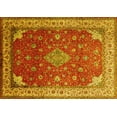 thumbnail image 1 of Ahgly Company Machine Washable Indoor Rectangle Medallion Yellow Traditional Area Rugs, 3' x 5', 1 of 4