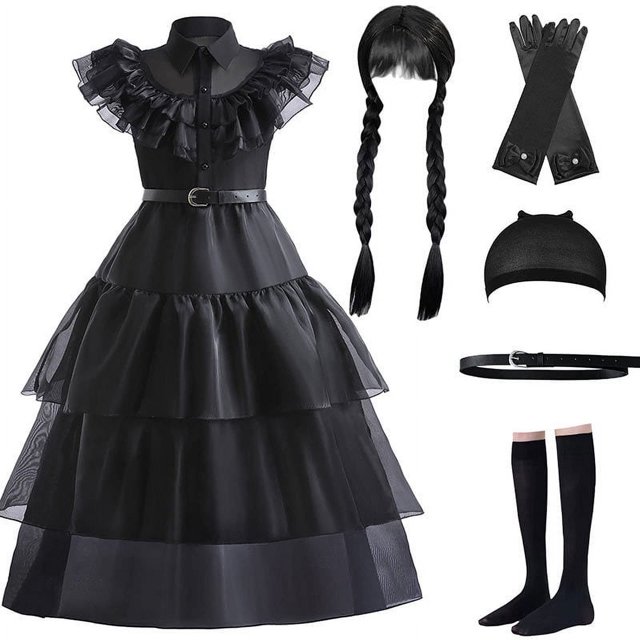 Conjunto de collar con corona para niños, accesorios de vestir negros iguales a los de la ropa de cosplay