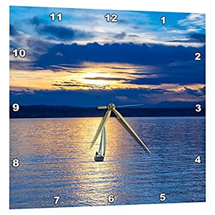 3dRose Print of Lone Sailboat Under Blue Yellow Skies, Wall Clock, 13 by (Best Racing Sailboats Under 30 Feet)