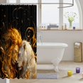 thumbnail image 3 of Manfei Woodland Animals Shower Curtain 72Wx72L, Romantic Couple Lion Bathroom Curtain, Black Brown, 3 of 5
