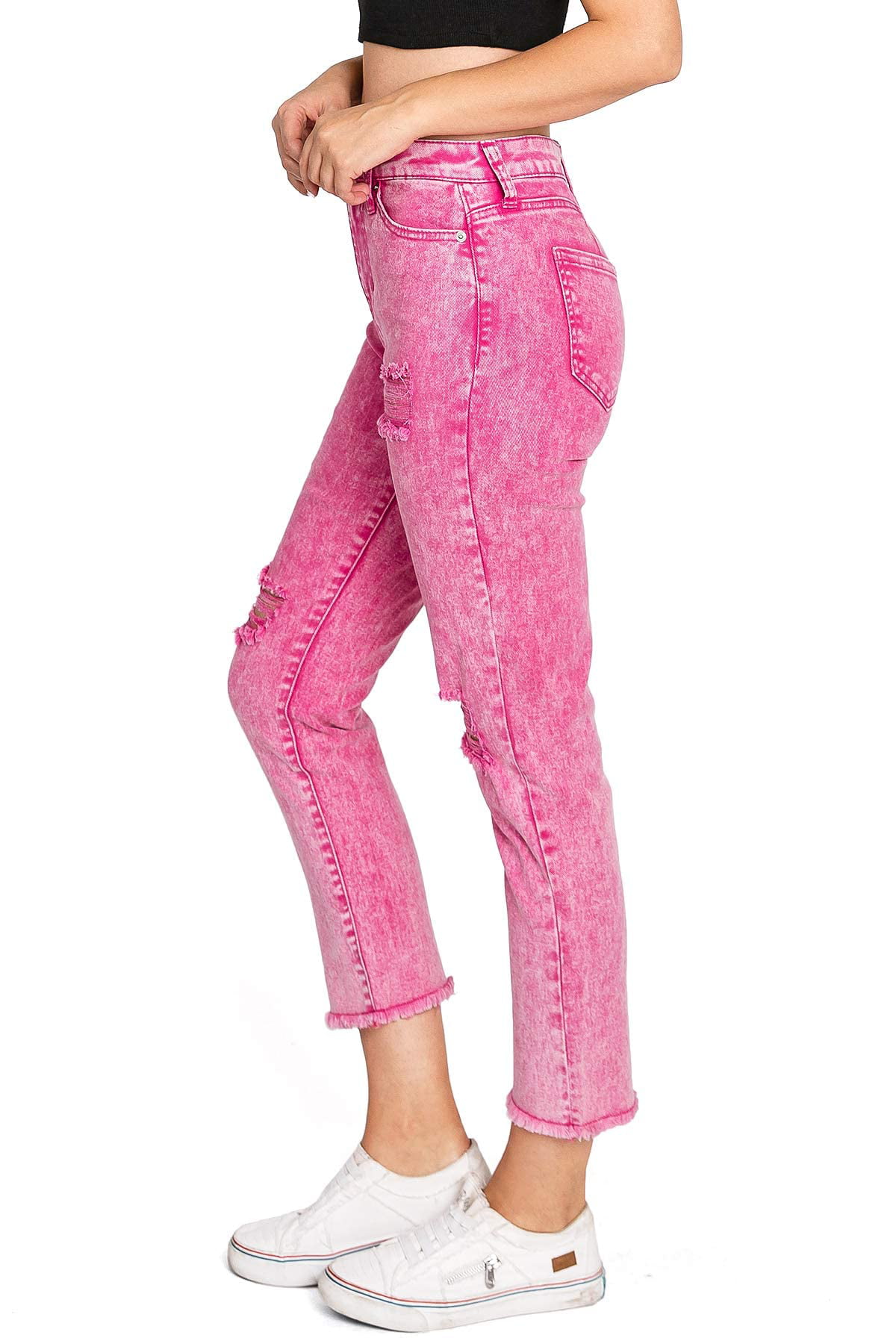 Isabelle Medium Wash Distressed Straight Leg Jeans FINAL SALE – Pink Lily