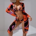 thumbnail image 6 of Sokhug Womens Floral Bikini Set Mesh Cover Up Tie Side Triangle Top Thong Bottom Three Piece Swimwear, 6 of 9