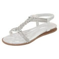 thumbnail image 2 of IUJSOY Womens T-Strap Rhinestone Gladiator Flat Sandals Summer Dressy Outdoor Beach Sandal, 2 of 9