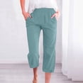 thumbnail image 2 of Workout Casual Pants for Women Pants Cotton Linen Casual Summer 2025 Straight Wide Leg Loose Elastic Waist Cropped Trouser Pants Xl, 2 of 5