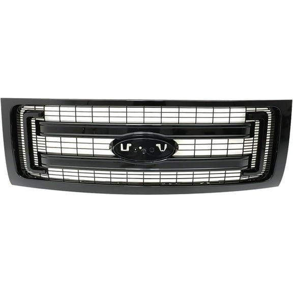 SHZAITOR Front Bumper Hood Grille Upper Glossy Black Mesh Style Replacement for 2009-2014 F150