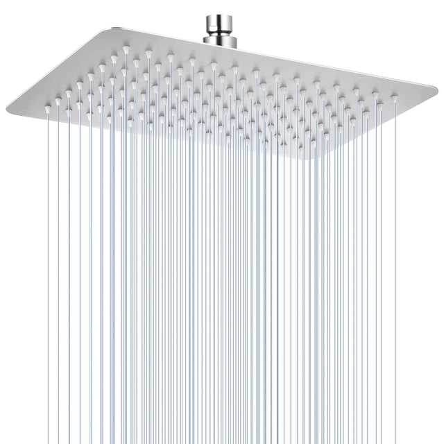 Cabezal de ducha rectangular 12 x 8 pulgadas níquel bruñido acero inoxidable 304 ducha de lluvia cuerpo completo 112 boquillas silicona