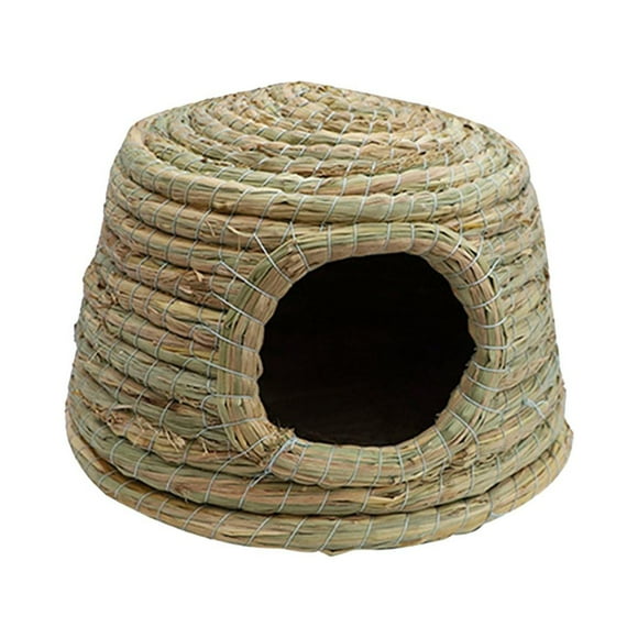 kurtrusly Maison en Herbe pour Lapin Étable Maisonnette Nid Abri en Paille pour Canari Furet Grand Brun Grand