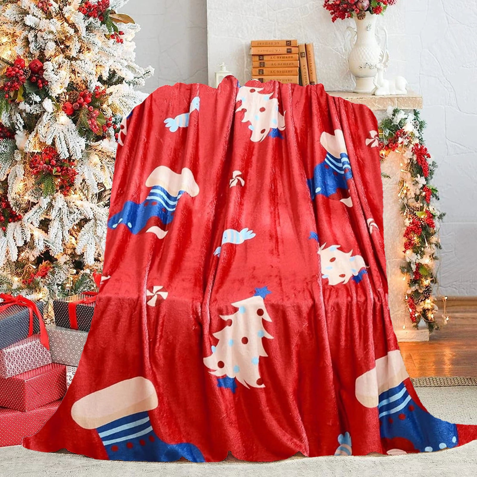 YZEGDCH Christmas Christmas Blanket, Warm Plush Soft Throw Blanket, Christmas Home Decor Blankets Super Soft Blanket for Couch Sofa Farmhouse Bed Dorm, Gifts for Kids Women Men