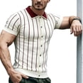 thumbnail image 4 of Maean Mens Striped Short Sleeve Top Sweaters Collared Fashion Dressy Knit Shirts for Work Business Blouses, 4 of 6