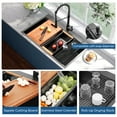 thumbnail image 3 of 33 Inch Gunmetal Black Waterfall Kitchen Sink with Pull Out Faucet Combo,  Smart Black Drop-in Kitchen Sink, Single Bowl Modern Waterfall Stainless Steel Workstation with Various Accessories, 3 of 7