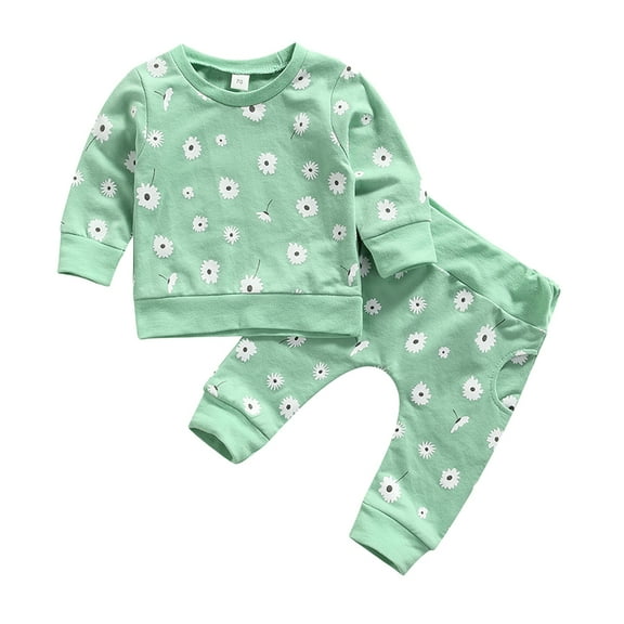 YTDSCS Infant Baby Girls Long Sleeve Printed Sweater Sweatpants Set for 3-24 Months,Spring Fall Clothes Sweatshirt Outfits 2PCS