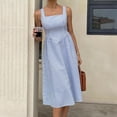 thumbnail image 5 of DHFJKG Summer Midi Dresses For Women Striped Square Neck Casual Sleeveless Swing A Line Dress Wedding Guest Dress, 5 of 9