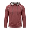 thumbnail image 1 of Xaqiouau Mens Solid Color Poly-Rayon Blend Hoodie Raglan Sleeve Pullover Long Sleeve Slim Fit Casual Spring & Fall Daily Tops Red XXXL, 1 of 5