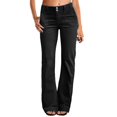 thumbnail image 2 of Women's Mid Waist Straight Leg Pants, Corduroy Wide Leg Trousers, Casual Yoga Pants, Breathable Everyday Pants, Lightweight Lounge Pants, Fashion Pants Black L, 2 of 5