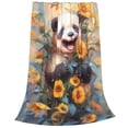 thumbnail image 2 of Balery Elegant Cute Panda Sunflower Manta de Felpa Suave y Acogedora – Cobija de Franela Aterciopelada para Cama, Lavable y Cálida para Sofá, Mascotas, Transpirable-60"x50", 2 of 7