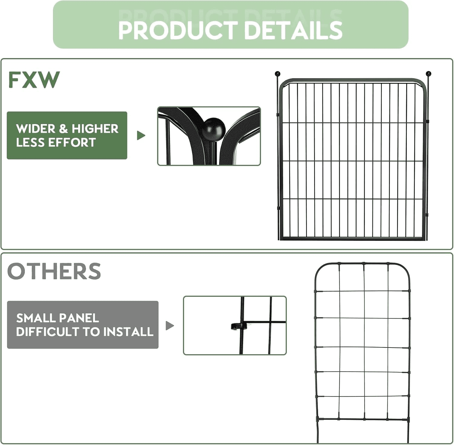 Outdoor Garden Fence with Gate 24 Pack 32in (H) x 55ft (L), Heavy Duty Metal, Decorative Outdoor Yard Fencing for Dogs, Temporary Dog Fence for Backyard, Patio, Garden