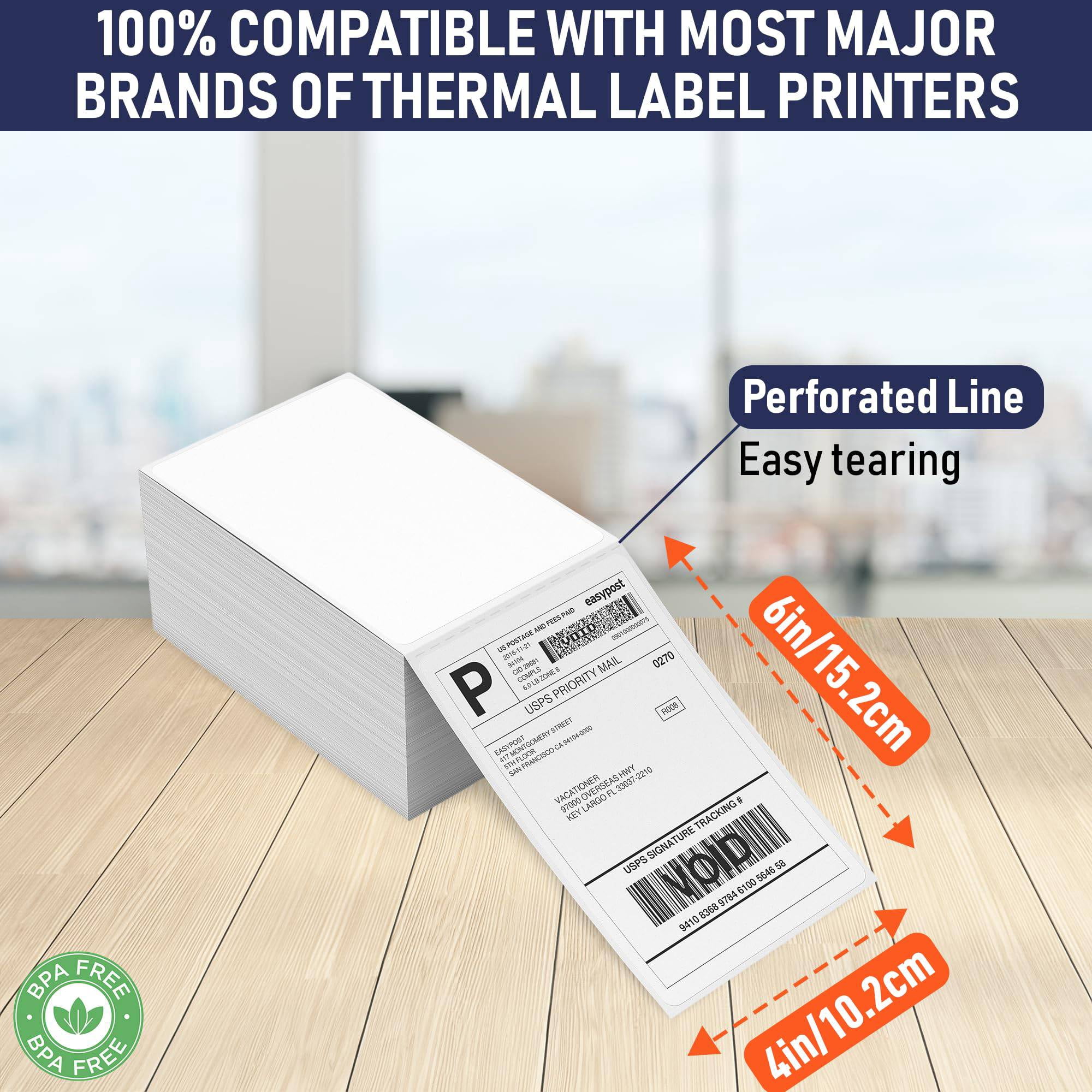 1000 Pack 4x6 Thermal Shipping Labels, Direct Print Adhesive Paper for Mailing & Packages