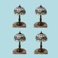 thumbnail image 2 of Renovators Supply Tiffany Style Table Desk Lamp Antique Brass Base Floral Stained Glass Home Decor Light for Reading, Night Lighting, Bedside Lamp 18.75" Tall Lamp Pack of 4, 2 of 3