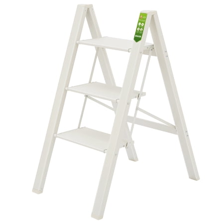 3 Step Ladder, KERDOM RIKADE Folding Step Stool with Wide Anti-Slip Pedal, Aluminum Portable Lightweight Ladder for Home and Office Use, Kitchen Step Stool 330lb Capacity