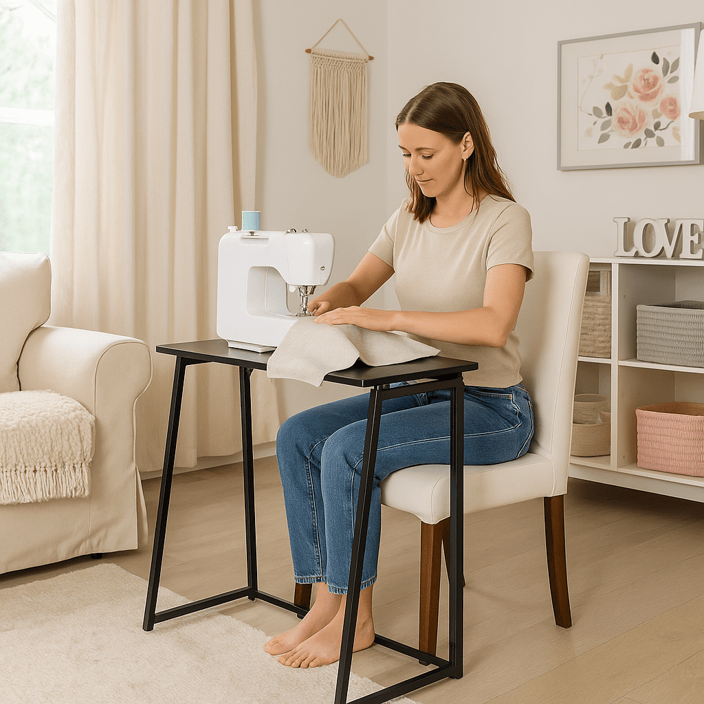 Homy Casa Folding Desk for Home Office, 31.5 Inch Compact Foldable Computer Writing Table, Portable Craft Sewing Table for Small Spaces, Black