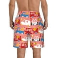 thumbnail image 3 of Kll Cartoon With Traffic Elements Men'S Casual Summer Beach Shorts Hawaiian Shorts With Pockets-Large, 3 of 9