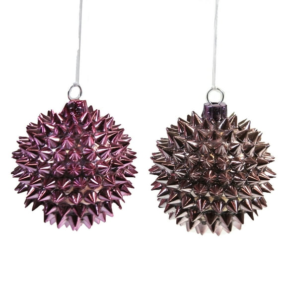 Holiday Ornament Spiny Balls In Pink Set / 2 Ombre Shade Valentines Easter Go2849p