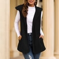 thumbnail image 2 of WEIYLL Women's Cardigans Hooded Fluffly Vintage Shaggy Vest Jacket Long Black Cold Weather Sweaters ,L, 2 of 7