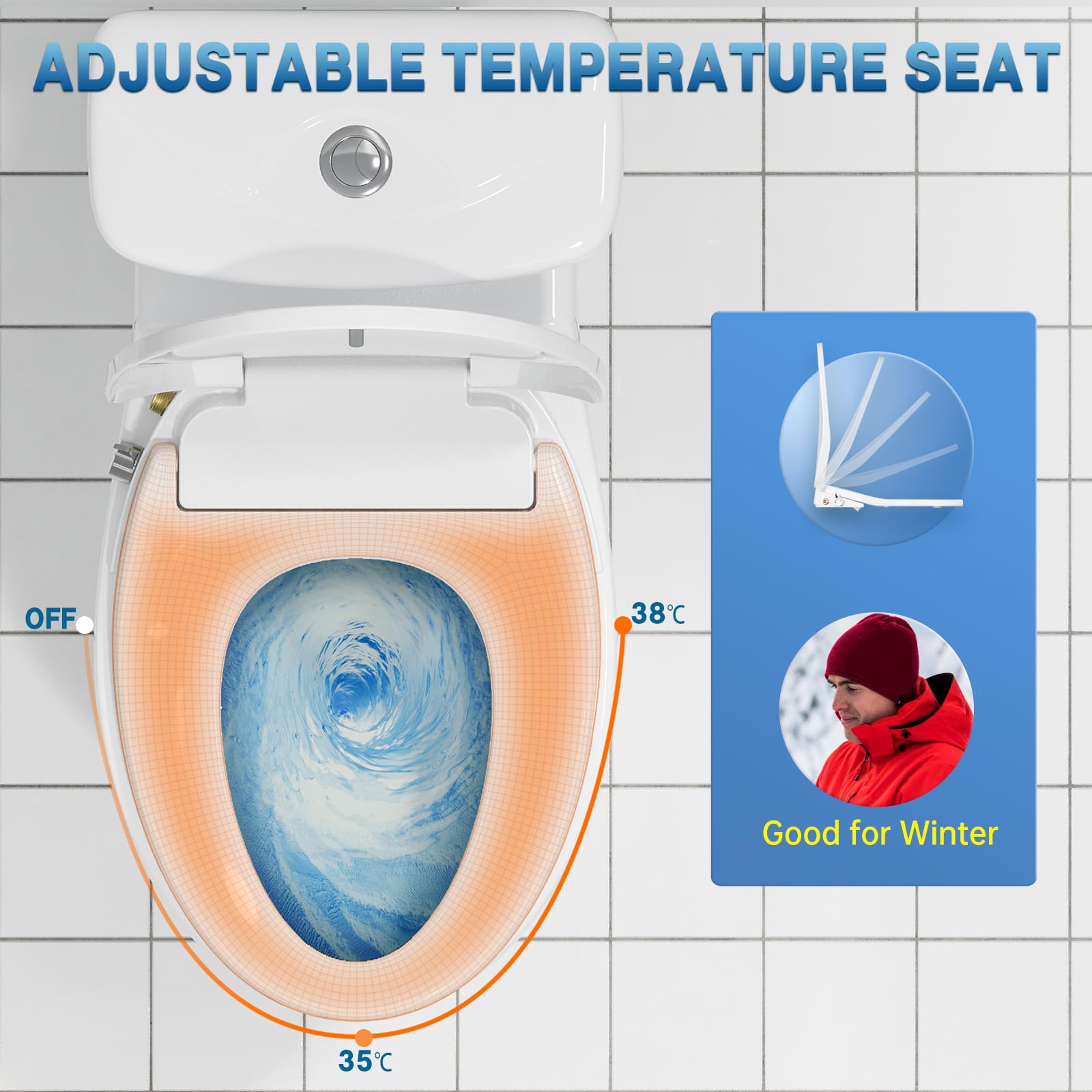 Electric Bidet Smart Toilet Seats with Istant Warm Water, Air Dryer, Nightlight, Remote Control, ELONGATED and Cotton