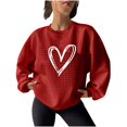 thumbnail image 2 of kkbbma Liquidation à Moins de 1$ Chandails en Molleton Imprimé Cœur pour Femmes Automne Décontracté Manches Longues Hauts Confortables Légers Col Rond Chandail, 2 of 4