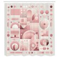 thumbnail image 4 of Ambesonne Pink Shower Curtain, Mid Century Modern Rounds Boho, 69"Wx70"L, Dried Rose Grey Yellow, 4 of 4