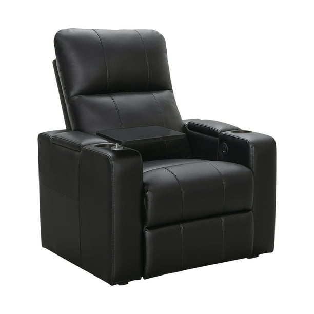 Abbyson Bryon Power Leather Theater, Leather Theater Recliner