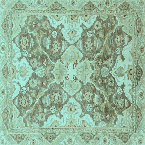 Ahgly Company Indoor Square Oriental Light Blue Traditional Area Rugs, 3' Square