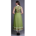 thumbnail image 4 of Bimba Light Green2 Stripe Anarkali Dress Mandarin Collar Sleeveless Kurtis for Women Print Maxi Dress Large, 4 of 6