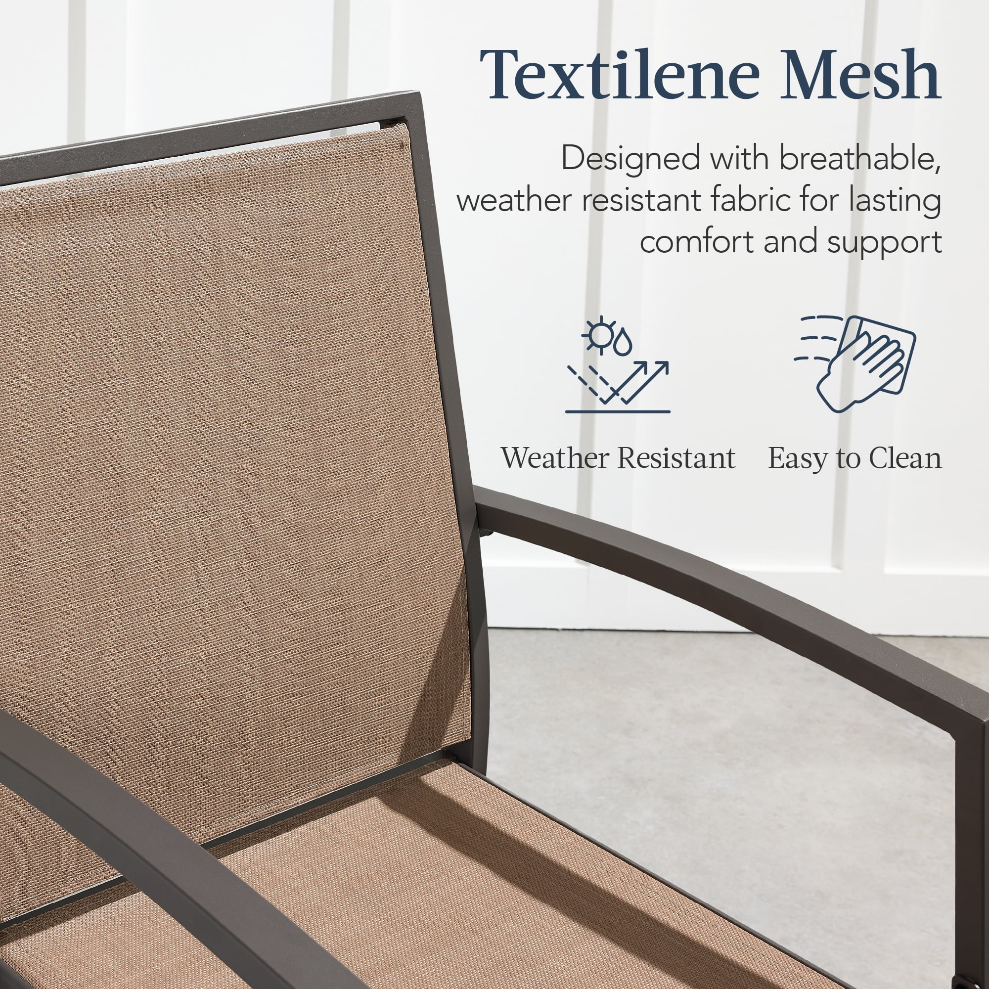 Best Choice Products Outdoor Barstools Set of 2, Bar Height Patio Chairs w/ All-Weather Mesh - Brown/Light Brown