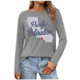 thumbnail image 2 of Fznquz Long Sleeve Womens Blouse Casual Crew Neck Gray T Shirts Y2K Graphic Curve Hem Womens Clothing XXL, 2 of 5