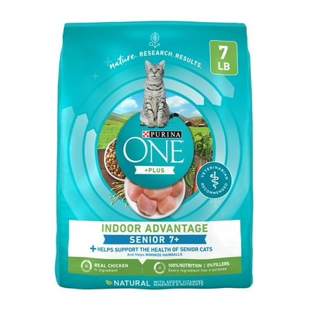 UPC: 0017800018876 | Purina ONE High Protein Natural Senior Dry Cat Food Indoor Advantage Senior+ 7 lb. Bag