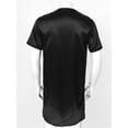 thumbnail image 4 of Kaerm Men's Silk Satin Nightshirt Nightgown Short Sleeve V-neck Casual Loungewear Top Shirt Sleepwear Black M, 4 of 7