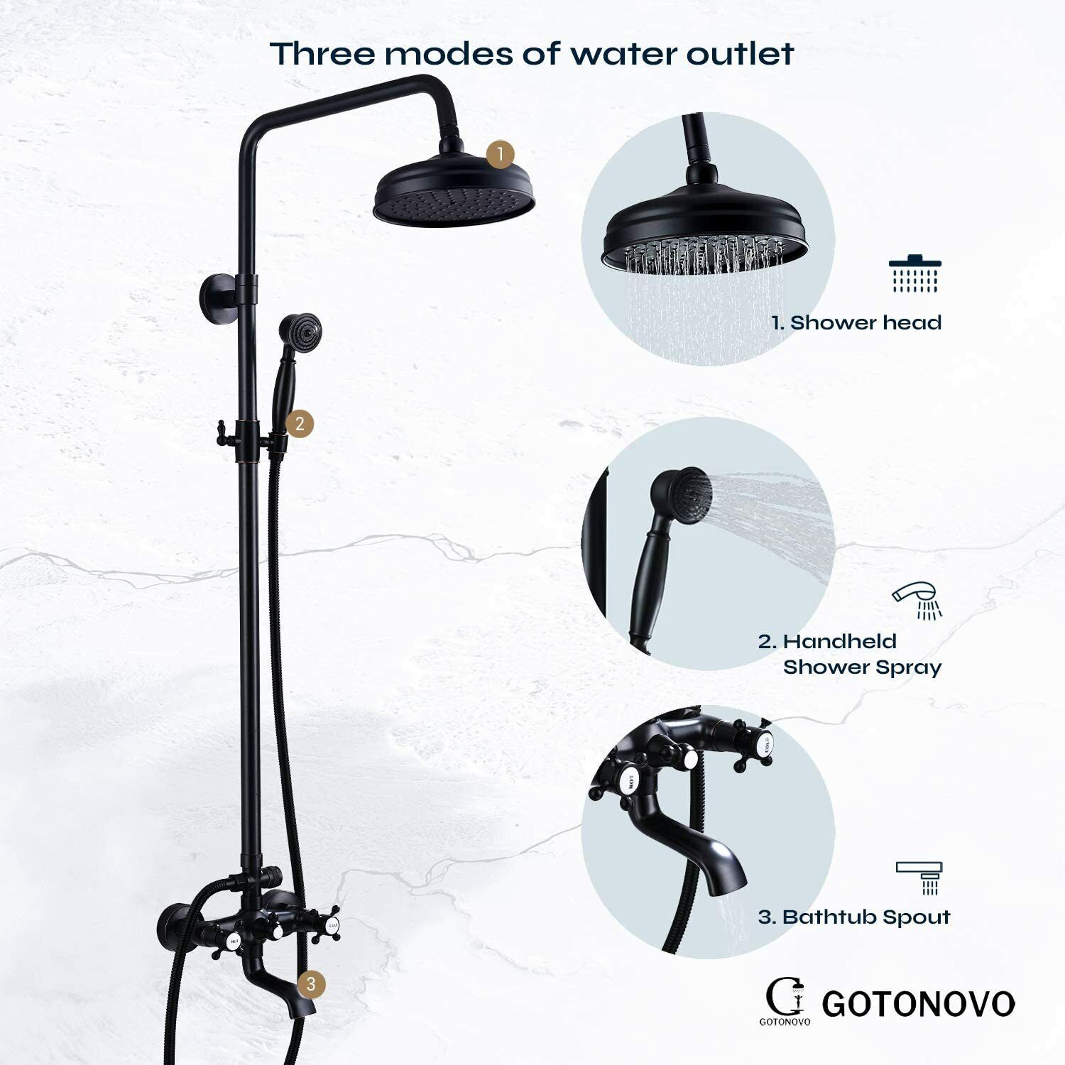 Shower Fixture Oil Rubbed Bronze Bathroom Shower Faucet Set Rainfall 8 Inch Shower Head Mixer Double Kn