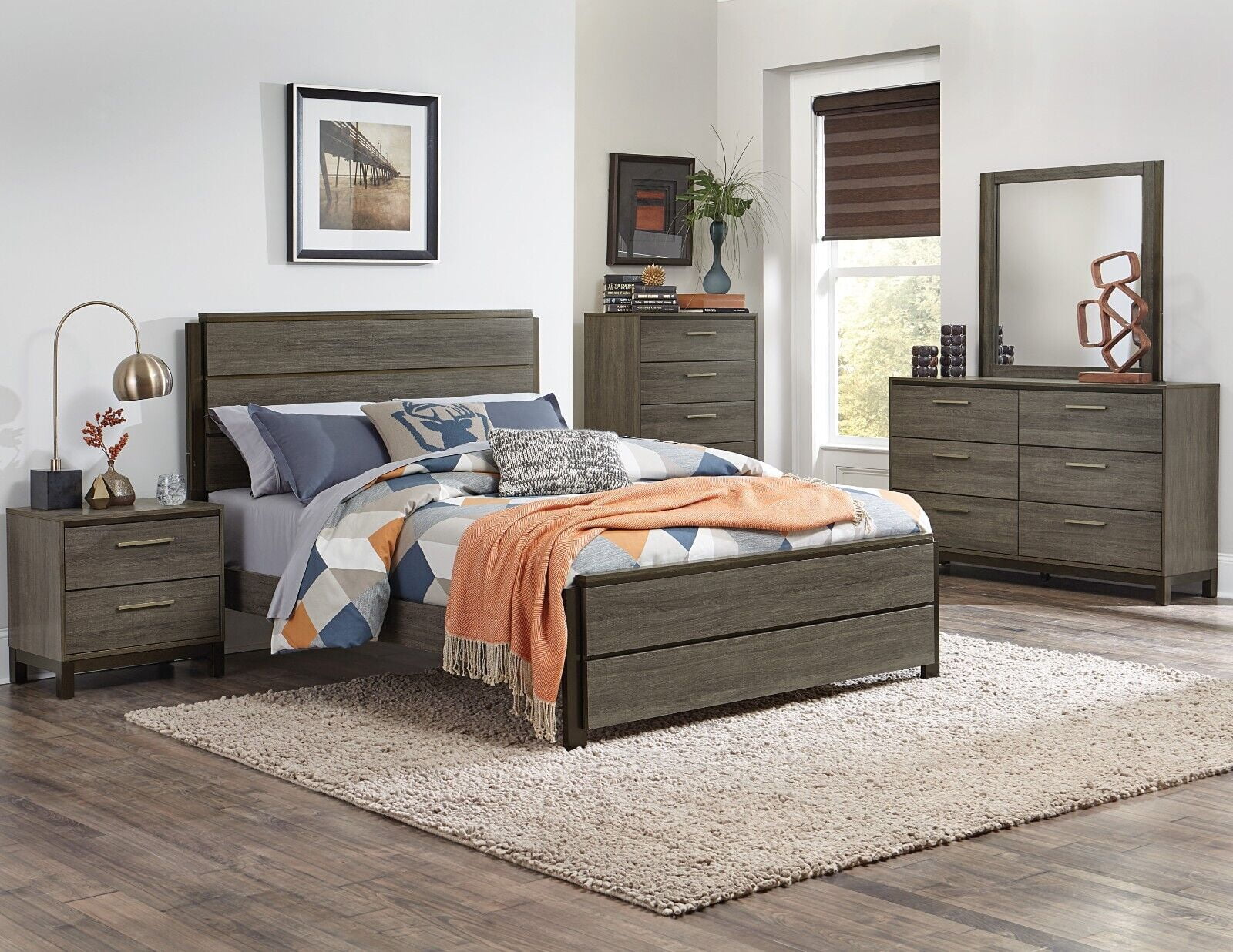 contemporary style cal king bedroom set 5pc nightstand dresser