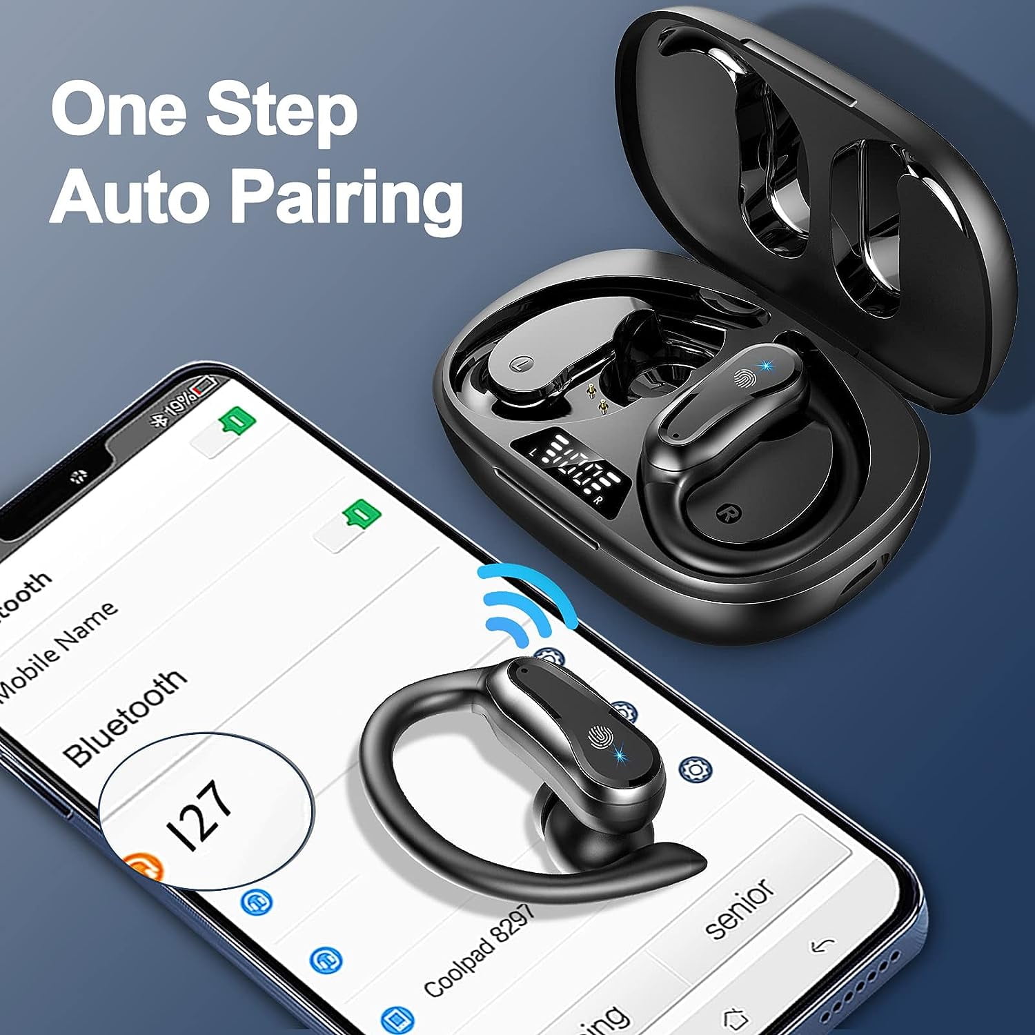for Samsung Galaxy S20 FE Wireless Earbuds Bluetooth 5.3 Headphones 42Hrs Playtime in Ear Buds Sports Earphones Over-Ear Earhooks IP7 Waterproof Headset/Noise Cancelling for Workout