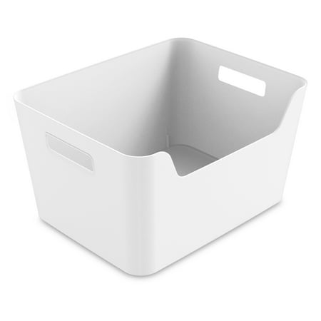 Mainstays Large Easy Access Plastic Storage Bin, White