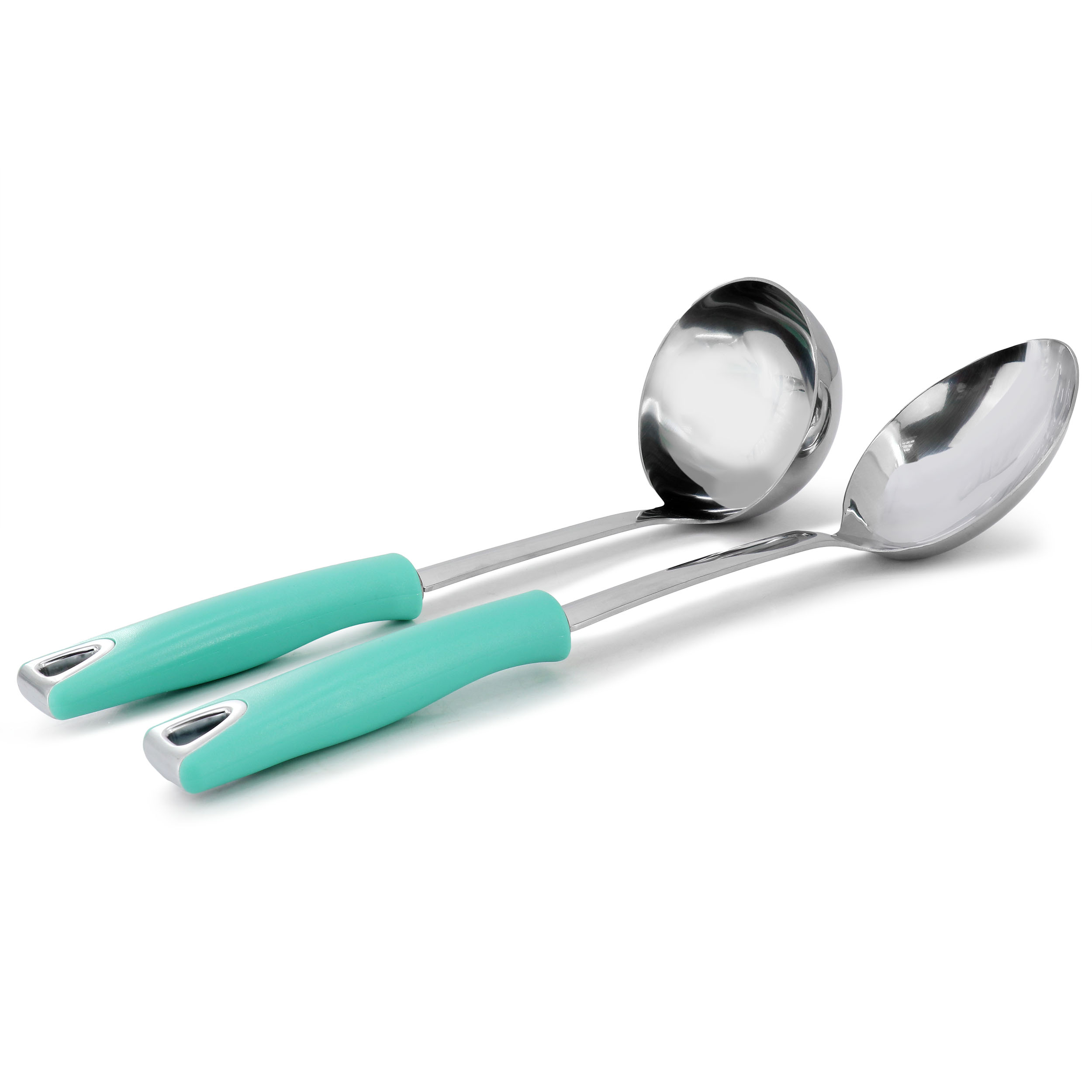 Martha Stewart Everyday Drexler 2 Piece Ladle and Serving Spoon Kitchen Tool Set in Turquoise