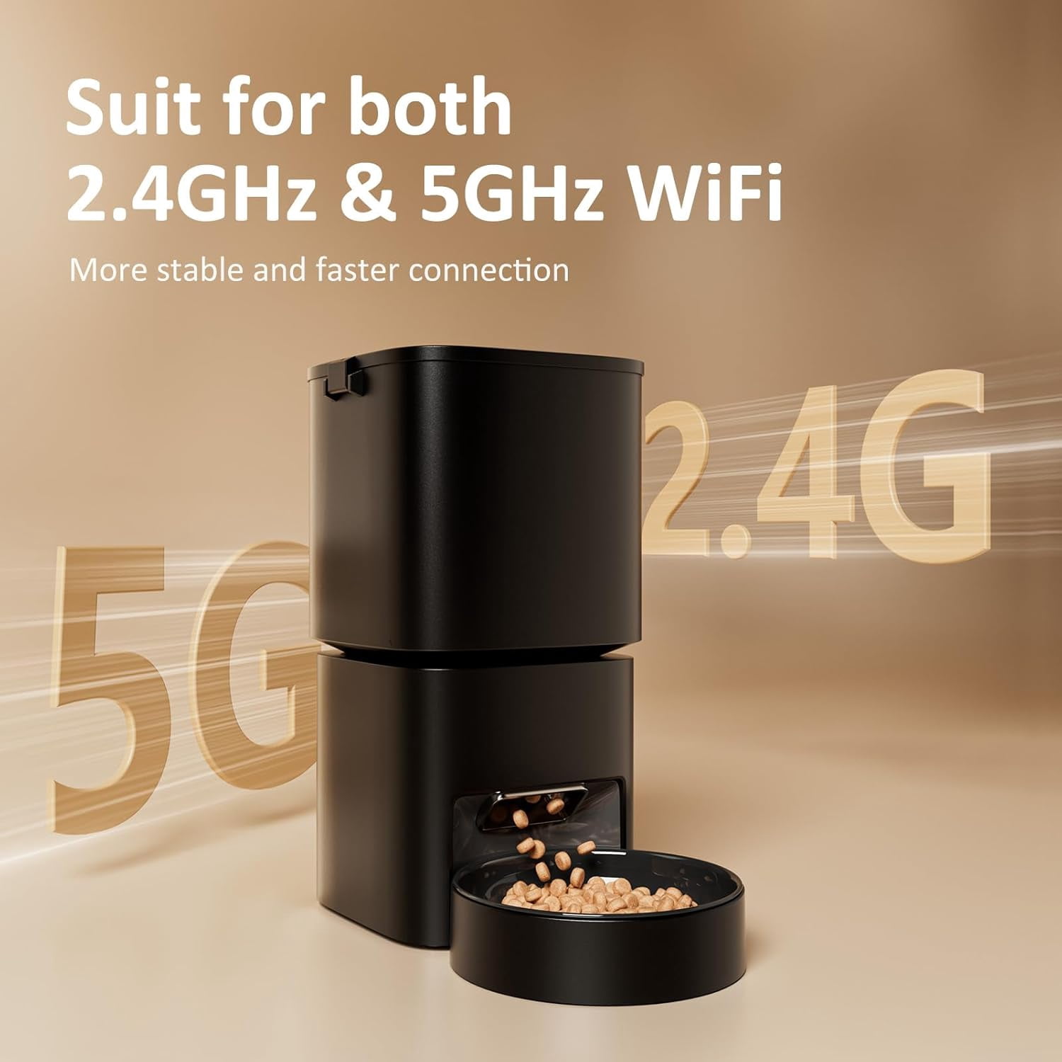 Automatic Cat Feeder with 5G WiFi App Control, 5L Large Capacity Smart Pet Food Dispenser for Cats and Dogs