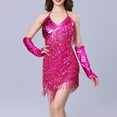 thumbnail image 6 of Wancir Cocktail Dresses for Women Sexy Deep V-Neck All-Over Fringe Spaghetti Straps Dress Sequins Feather Prom Party Dress, 6 of 8