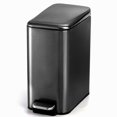 thumbnail image 1 of GFDYREE 1.6 Gallon Bathroom Trash Can with Lid, 6 Liter Rectangular Small Step Trash Can with Removable Bucket, Stainless Steel Slim Garbage Can Bin with Foot Pedal for Kitchen, Bright Black, 1 of 7